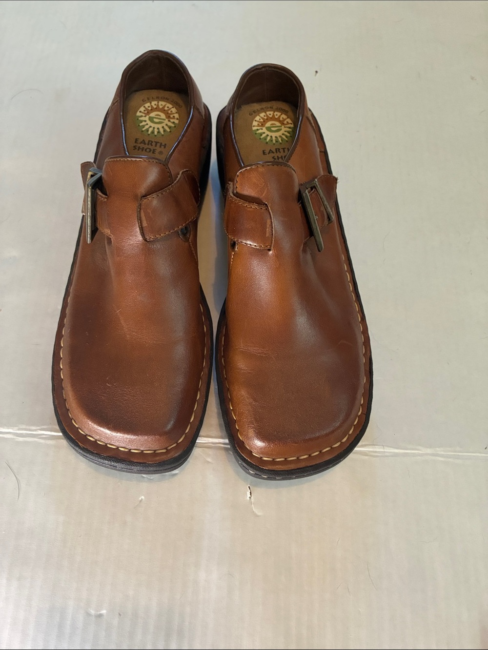 Women’s  Brown Leather Slip-On Monk Strap Shoes by Earth ShoeSize7.5